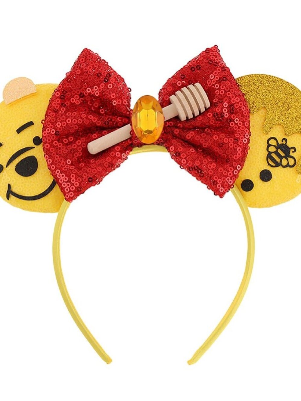 Bee Mouse Ears Headband Sequin Bow Hairband Honey Hair Hoop Costume Headwear for